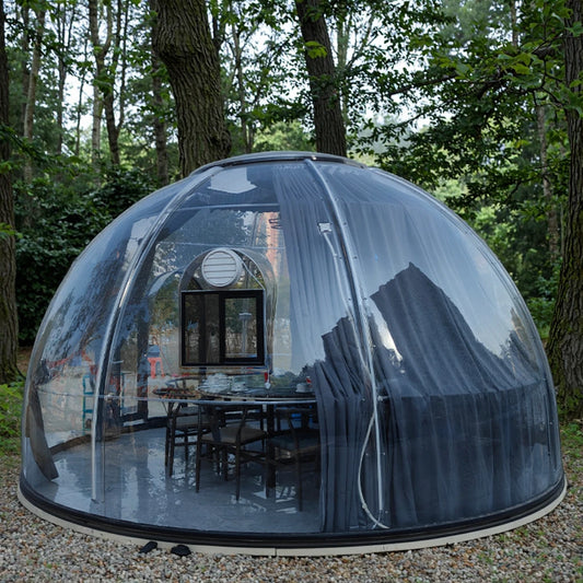 AOYU Luxo Impermeável Jardim Geodésico Domo Tenda Casa Diâmetro PC Tecido Materiais À Prova de Vento Durável Ao Ar Livre Hotel Resort