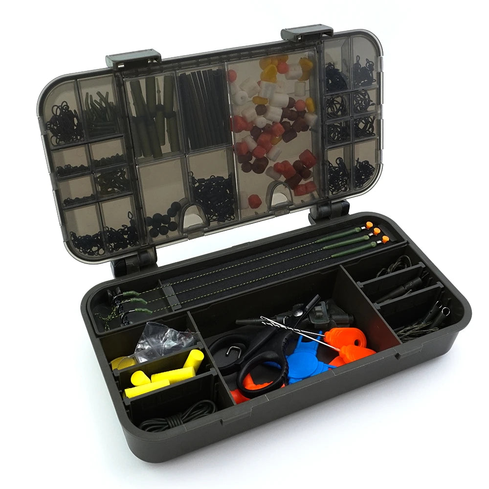Hirisi caixa organizadora de pesca de carpa, grande capacidade, compartimentos multiuso, acessórios de pesca, caixa de armazenamento de peixe, isca falsa