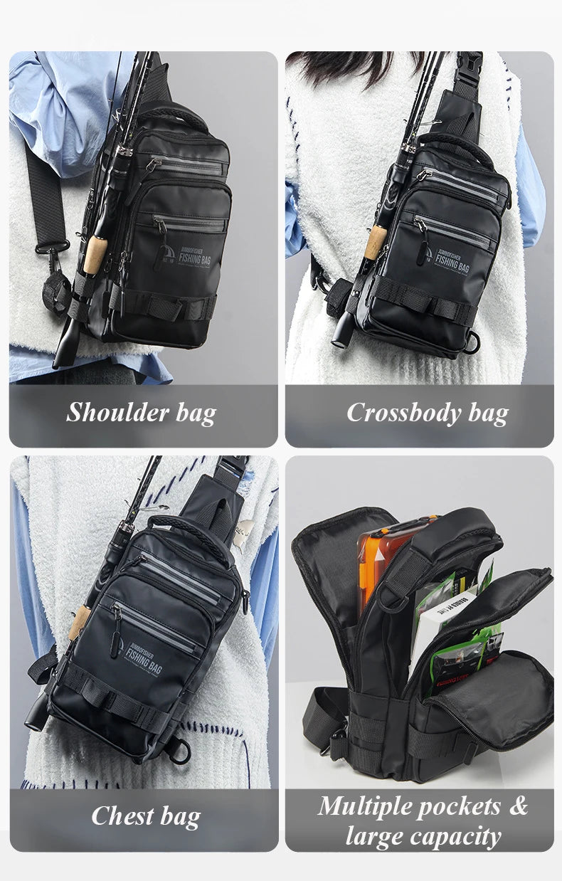 Bolsa de pesca, equipamento de pesca, mochila, caixa de equipamento de pesca tática leve, bolsa multifuncional, bolsa de pesca ao ar livre