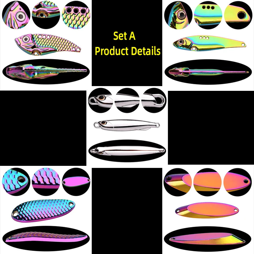 5 pçs/lote wobbler iscas 3g/10g/15g metal vib isca de pesca conjunto afundando metal duro vib mar iscas de pesca artificial isca de pesca
