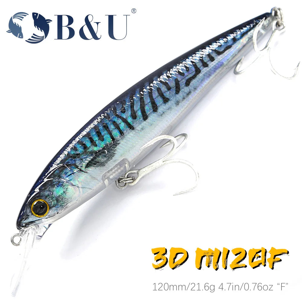 B & u flutuante minnow iscas de pesca de água salgada corrico crankbait iscas duras wobblers artificial truta isca para robalo