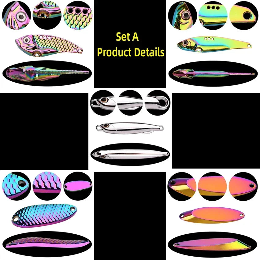 5 pçs/lote wobbler iscas 3g/10g/15g metal vib isca de pesca conjunto afundando metal duro vib mar iscas de pesca artificial isca de pesca
