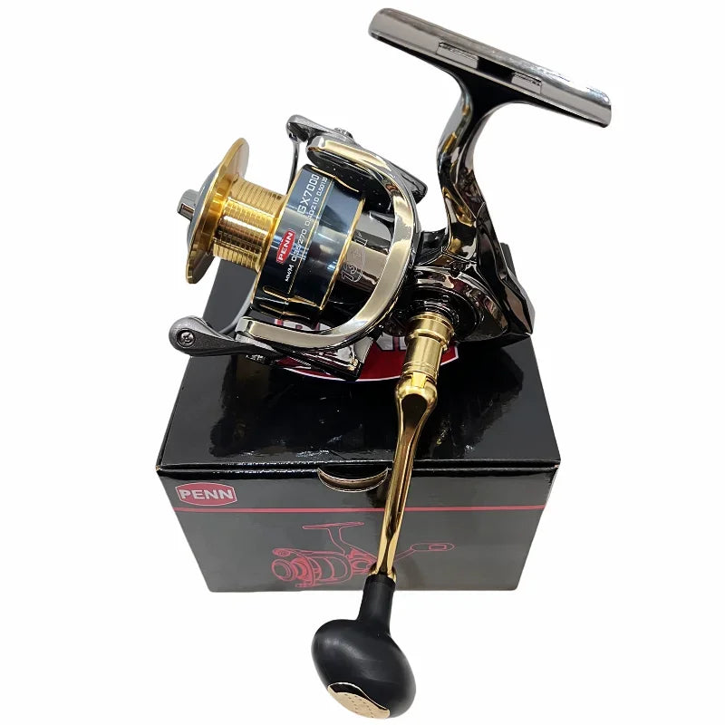 Carretel de pesca PENN GX1000-7000 com 13 + 1 rolamentos de última geração, arrasto máximo de 25 kg e presente de linha de pesca PE bônus