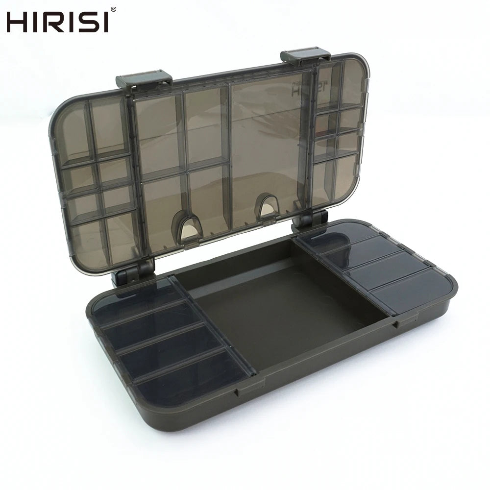 Hirisi caixa organizadora de pesca de carpa, grande capacidade, compartimentos multiuso, acessórios de pesca, caixa de armazenamento de peixe, isca falsa