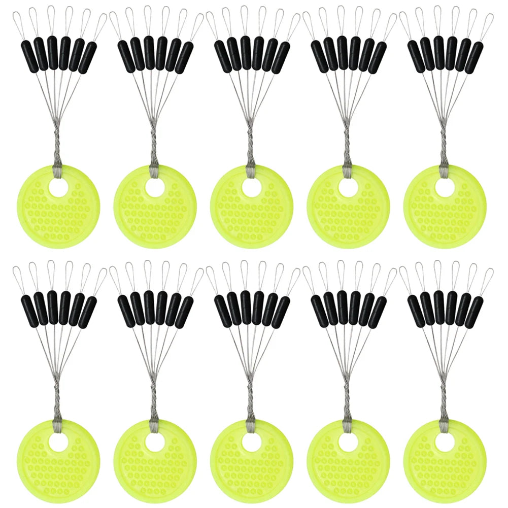 Borracha Oval Stopper Pesca Float, Silicon Space Bean Sea Carp, Fly Pesca Bobber, preto, 10, 20 Grupo Set, 60 pcs, 120pcs