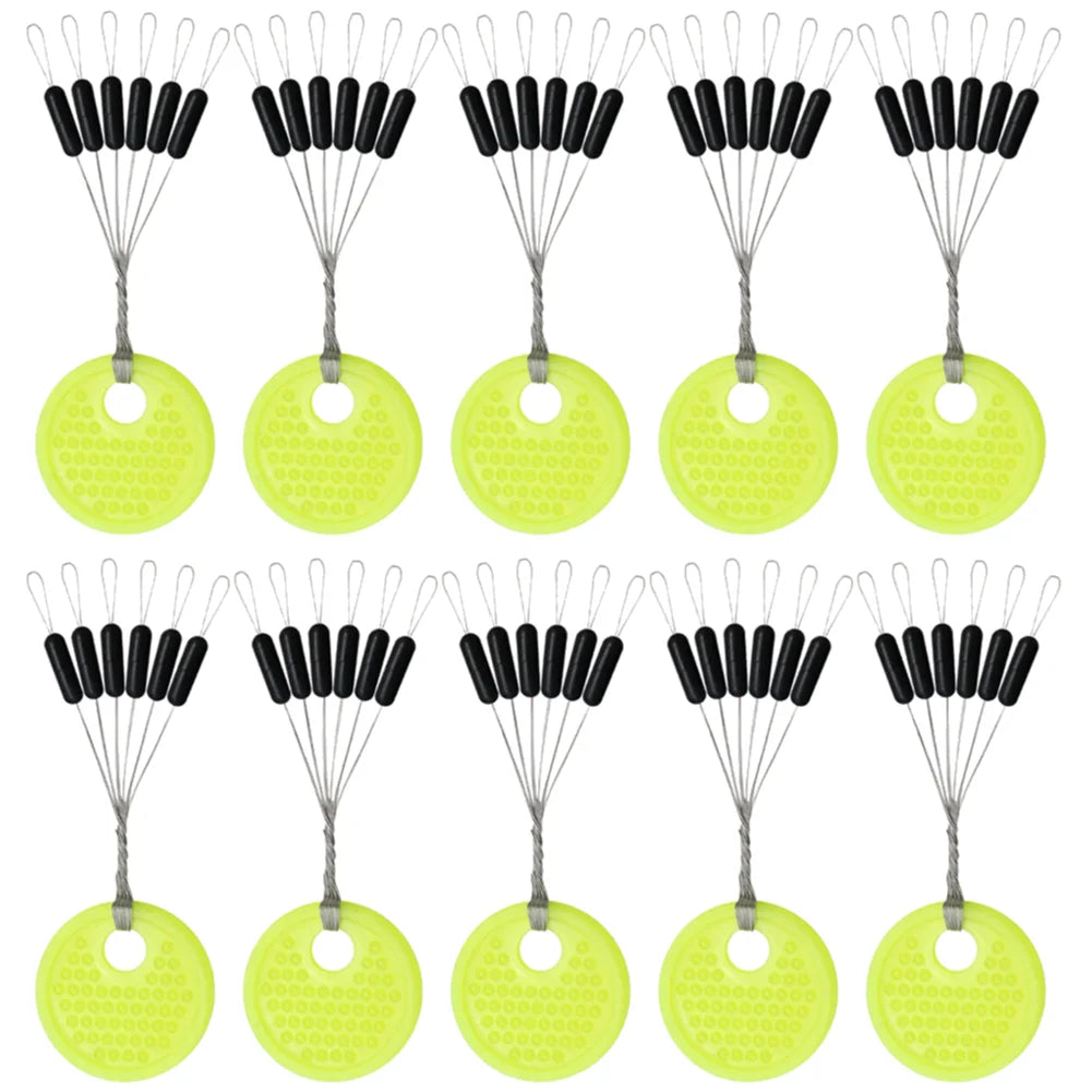Borracha Oval Stopper Pesca Float, Silicon Space Bean Sea Carp, Fly Pesca Bobber, preto, 10, 20 Grupo Set, 60 pcs, 120pcs