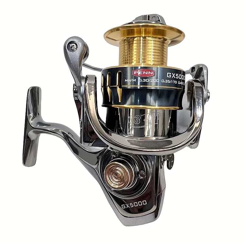 Carretel de pesca PENN GX1000-7000 com 13 + 1 rolamentos de última geração, arrasto máximo de 25 kg e presente de linha de pesca PE bônus