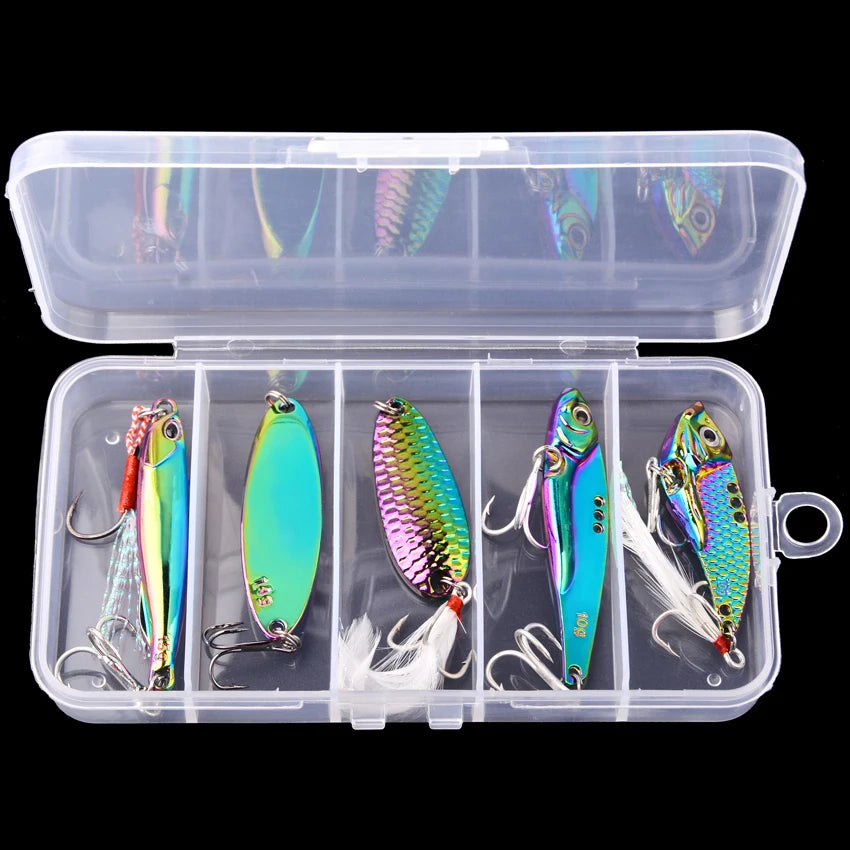 5 pçs/lote wobbler iscas 3g/10g/15g metal vib isca de pesca conjunto afundando metal duro vib mar iscas de pesca artificial isca de pesca