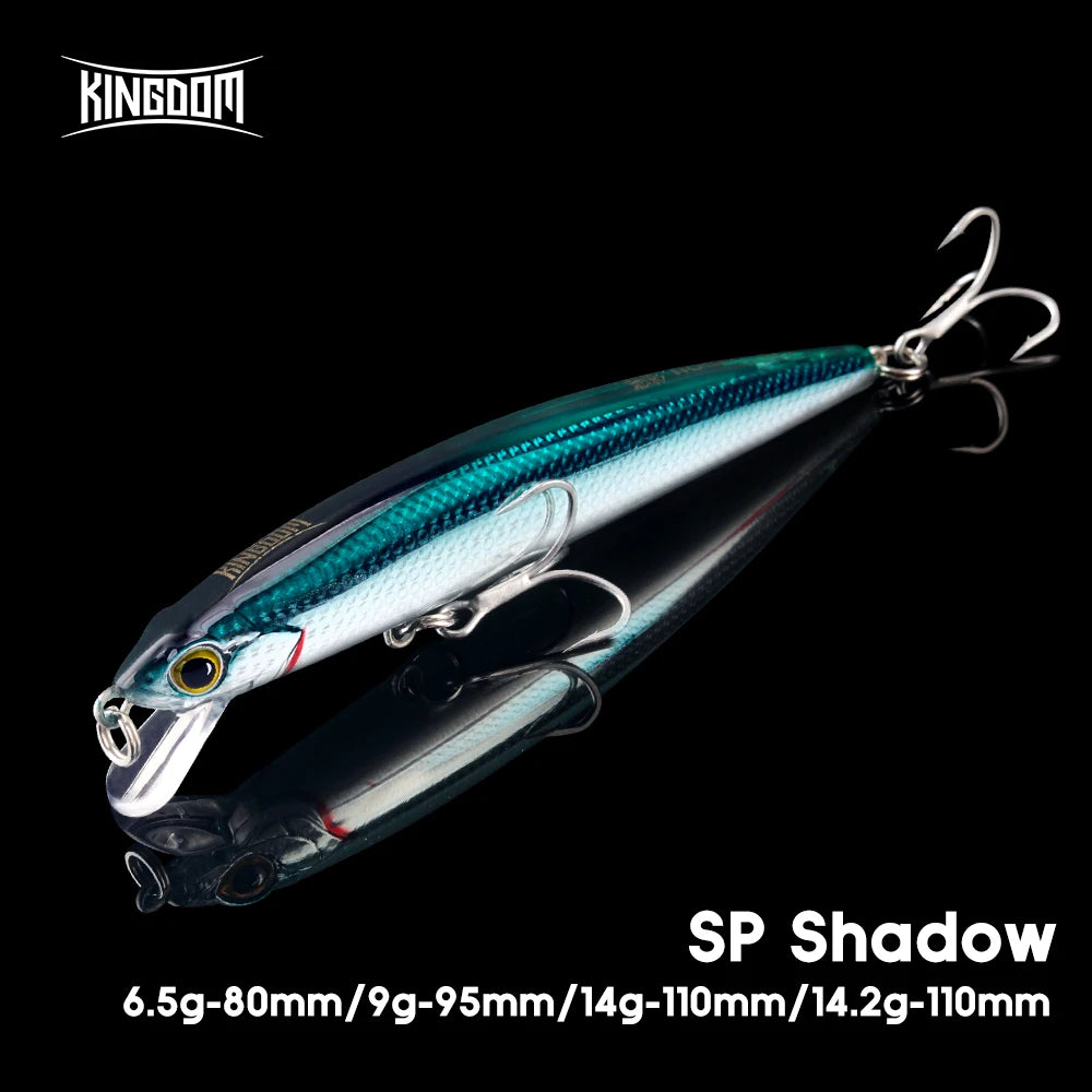 Kingdom sp sombra iscas de pesca 6.5g 9g 14g 14.2g pendurado minnow wobbler manivela iscas artificial mar baixo pique equipamento de pesca