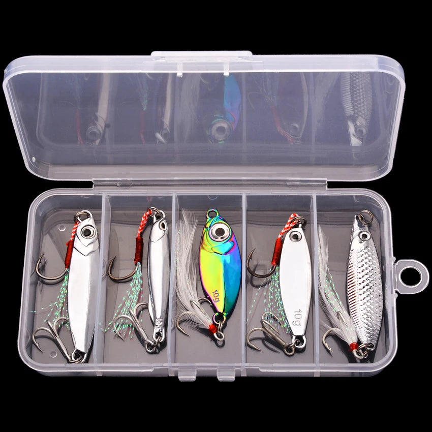5 pçs/lote wobbler iscas 3g/10g/15g metal vib isca de pesca conjunto afundando metal duro vib mar iscas de pesca artificial isca de pesca