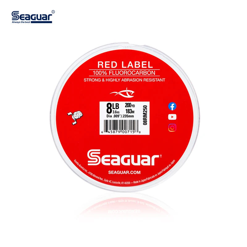 Linhas de Pesca Seaguar, Linhas de Fluorocarbono, Fibra De Carbono, Equipamento de Pesca de Água Doce, Etiqueta Vermelha, Origem, Linhas de Pesca, 183m, 100% Japão