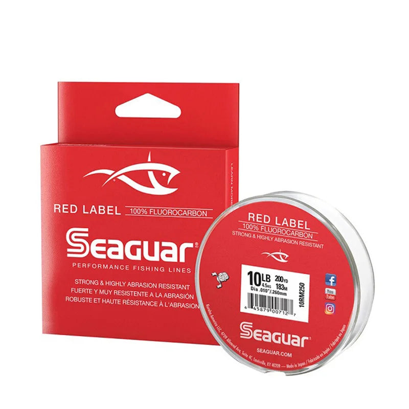 Linhas de Pesca Seaguar, Linhas de Fluorocarbono, Fibra De Carbono, Equipamento de Pesca de Água Doce, Etiqueta Vermelha, Origem, Linhas de Pesca, 183m, 100% Japão