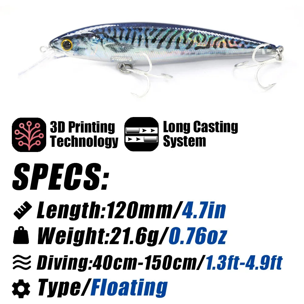 B & u flutuante minnow iscas de pesca de água salgada corrico crankbait iscas duras wobblers artificial truta isca para robalo