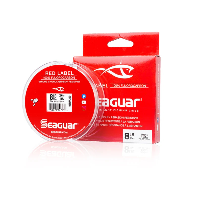 Linhas de Pesca Seaguar, Linhas de Fluorocarbono, Fibra De Carbono, Equipamento de Pesca de Água Doce, Etiqueta Vermelha, Origem, Linhas de Pesca, 183m, 100% Japão