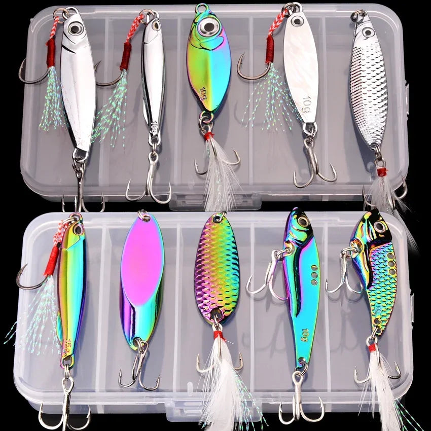 5 pçs/lote wobbler iscas 3g/10g/15g metal vib isca de pesca conjunto afundando metal duro vib mar iscas de pesca artificial isca de pesca