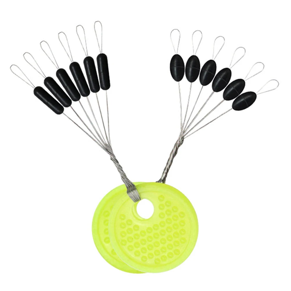 Borracha Oval Stopper Pesca Float, Silicon Space Bean Sea Carp, Fly Pesca Bobber, preto, 10, 20 Grupo Set, 60 pcs, 120pcs