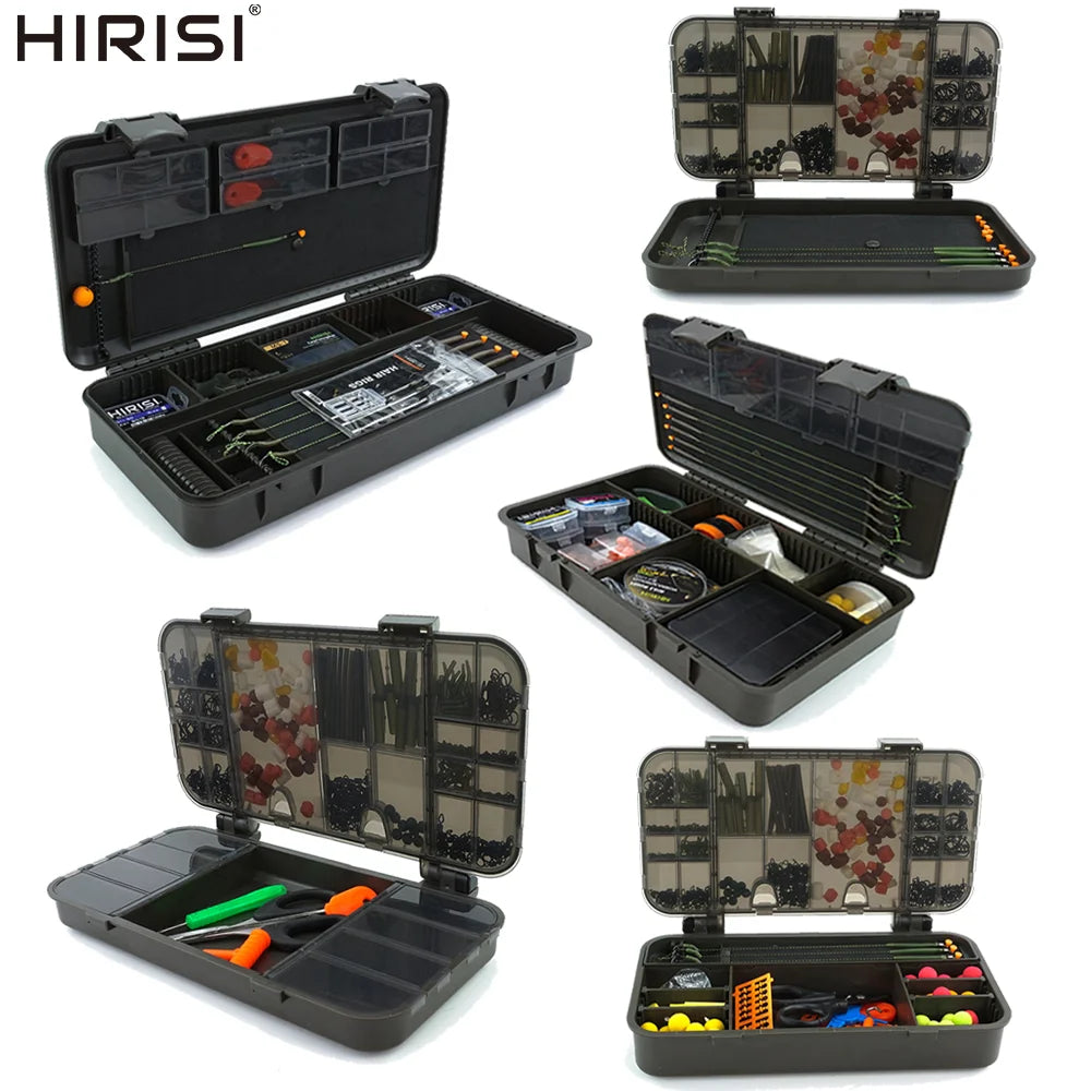Hirisi caixa organizadora de pesca de carpa, grande capacidade, compartimentos multiuso, acessórios de pesca, caixa de armazenamento de peixe, isca falsa