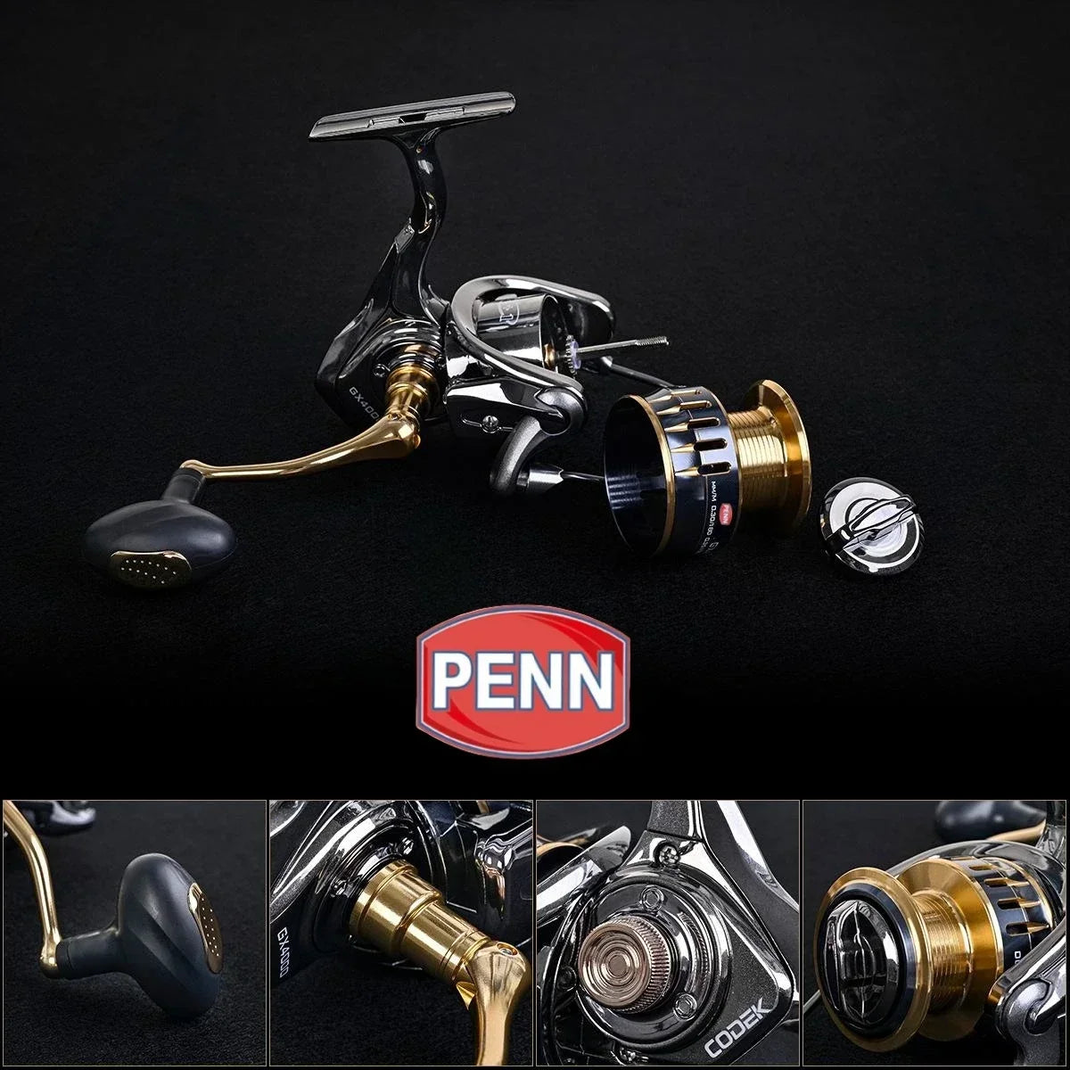 Carretel de pesca PENN GX1000-7000 com 13 + 1 rolamentos de última geração, arrasto máximo de 25 kg e presente de linha de pesca PE bônus
