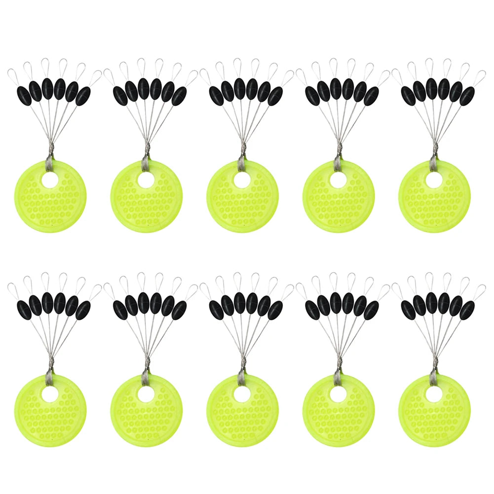Borracha Oval Stopper Pesca Float, Silicon Space Bean Sea Carp, Fly Pesca Bobber, preto, 10, 20 Grupo Set, 60 pcs, 120pcs