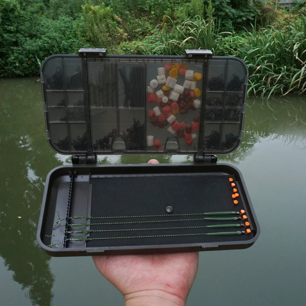 Hirisi caixa organizadora de pesca de carpa, grande capacidade, compartimentos multiuso, acessórios de pesca, caixa de armazenamento de peixe, isca falsa