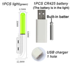 Atualizado noite pesca flutua luz luminosa cr425 3.6v carregador de bateria de lítio conjunto bóia ferramentas água doce pesca ao ar livre