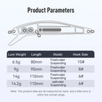 Kingdom sp sombra iscas de pesca 6.5g 9g 14g 14.2g pendurado minnow wobbler manivela iscas artificial mar baixo pique equipamento de pesca