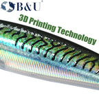 B & u flutuante minnow iscas de pesca de água salgada corrico crankbait iscas duras wobblers artificial truta isca para robalo