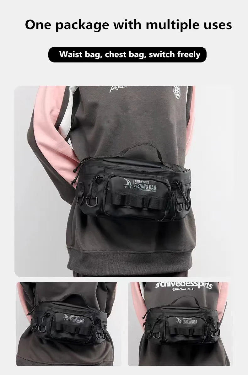 Bolsa de pesca, equipamento de pesca, mochila, caixa de equipamento de pesca tática leve, bolsa multifuncional, bolsa de pesca ao ar livre