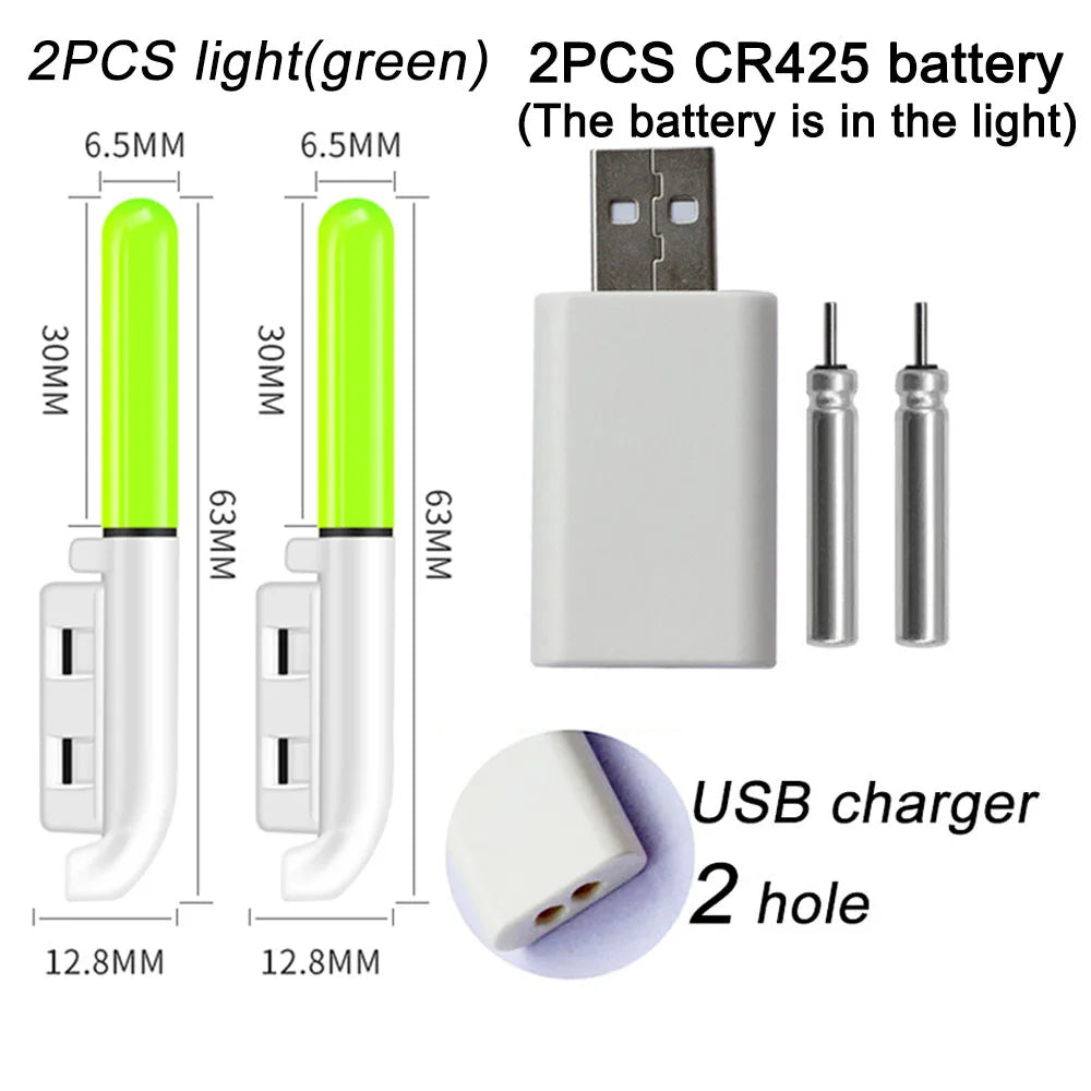 Atualizado noite pesca flutua luz luminosa cr425 3.6v carregador de bateria de lítio conjunto bóia ferramentas água doce pesca ao ar livre
