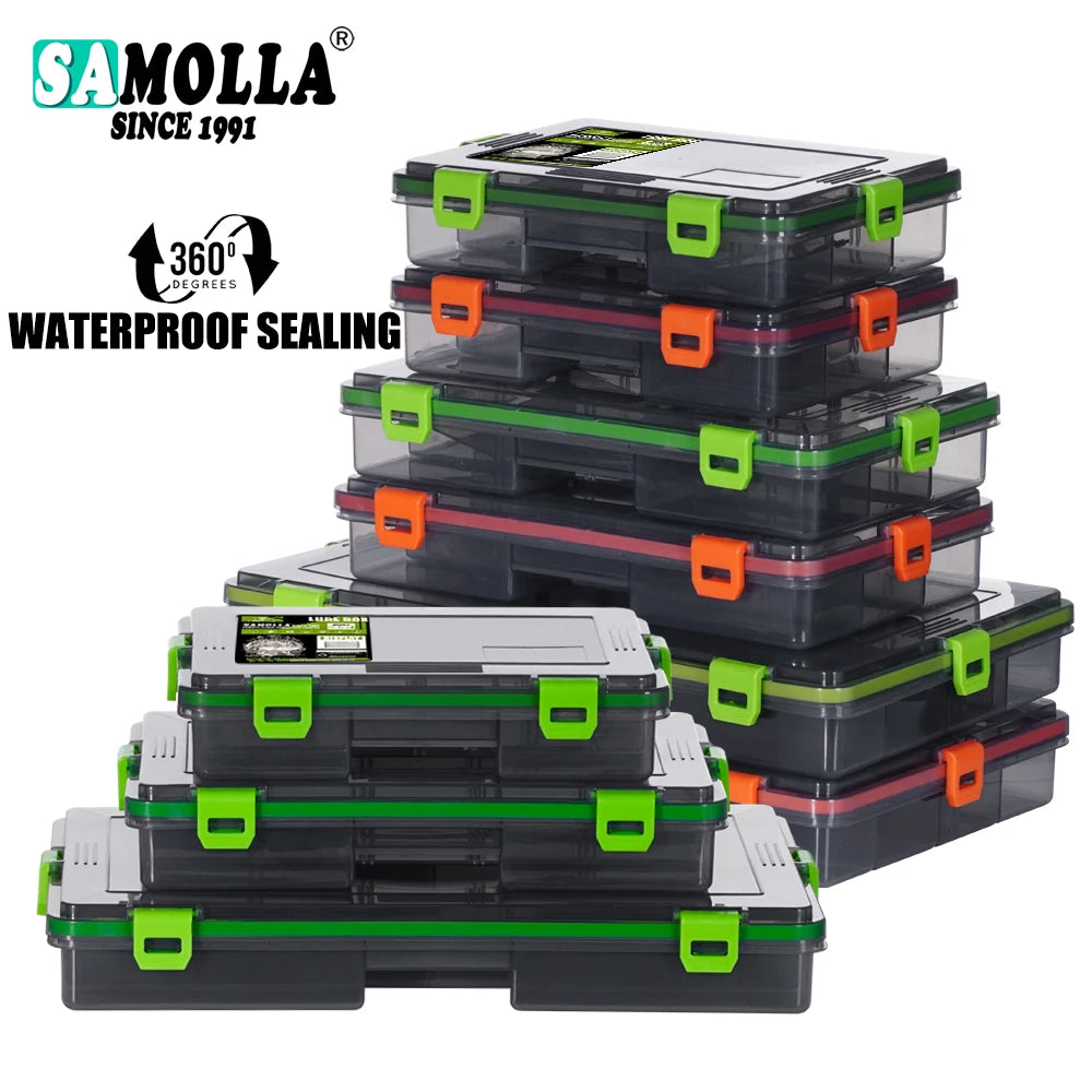 SAMOLLA Equipamento de pesca Caixa à prova d'água Armazenamento de isca Caixas de gancho Iscas Recipiente Caso de armazenamento Acessórios de pesca