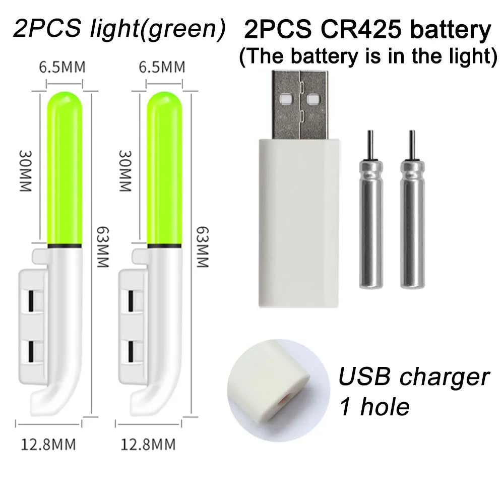 Atualizado noite pesca flutua luz luminosa cr425 3.6v carregador de bateria de lítio conjunto bóia ferramentas água doce pesca ao ar livre