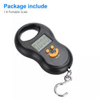 Balança eletrônica portátil de 50kg, balança de mola de alta precisão, lcd, balança digital suspensa, luz de fundo, pesos de pesca, 0.01kg de erro