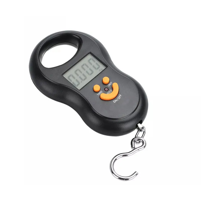 Balança eletrônica portátil de 50kg, balança de mola de alta precisão, lcd, balança digital suspensa, luz de fundo, pesos de pesca, 0.01kg de erro