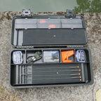 Hirisi caixa organizadora de pesca de carpa, grande capacidade, compartimentos multiuso, acessórios de pesca, caixa de armazenamento de peixe, isca falsa