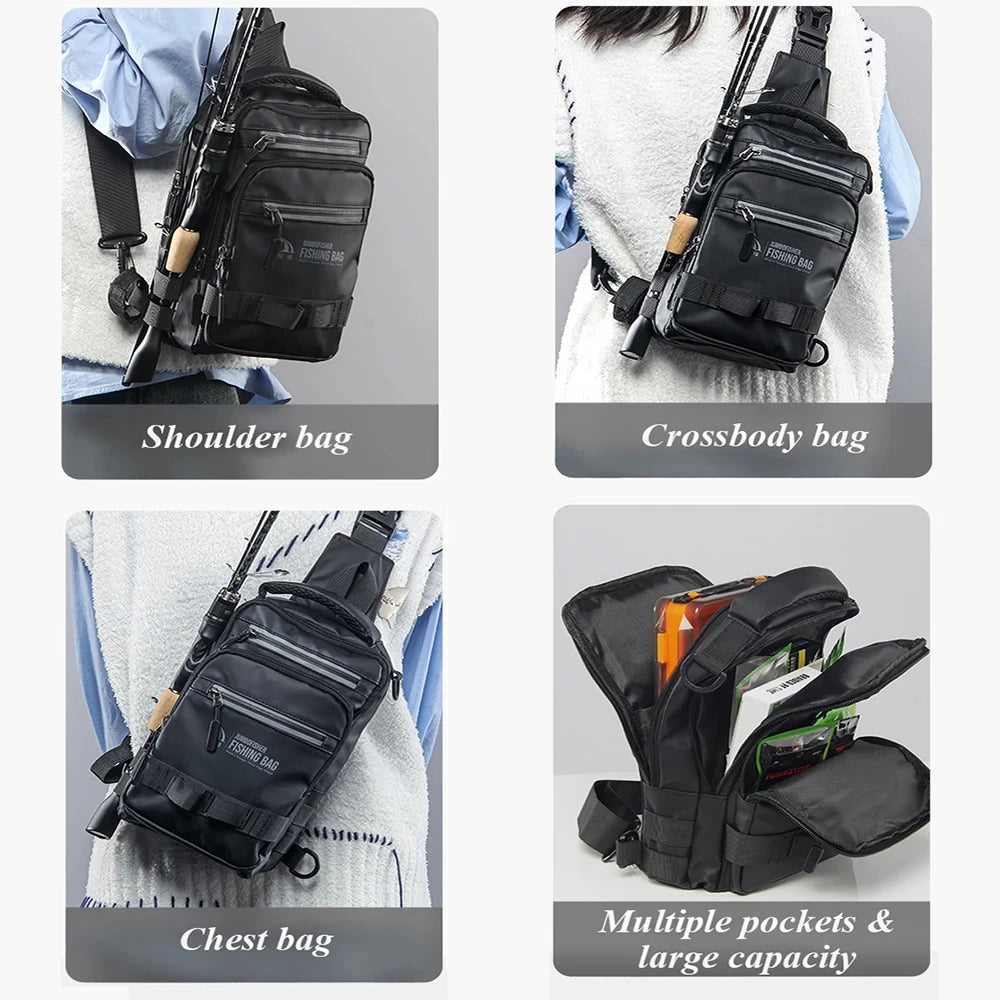 Bolsa de pesca, equipamento de pesca, mochila, caixa de equipamento de pesca tática leve, bolsa multifuncional, bolsa de pesca ao ar livre