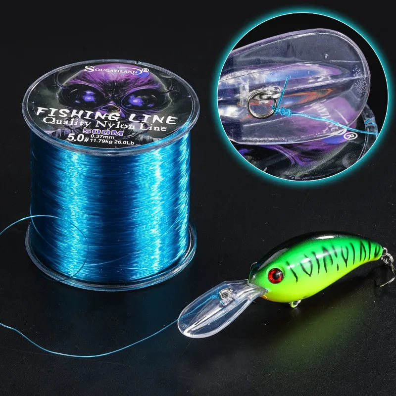 Sougayilang 500m linha de pesca de náilon max arraste 7-38lb super forte linha de náilon japão monofilamento de água salgada linha de água doce pesca