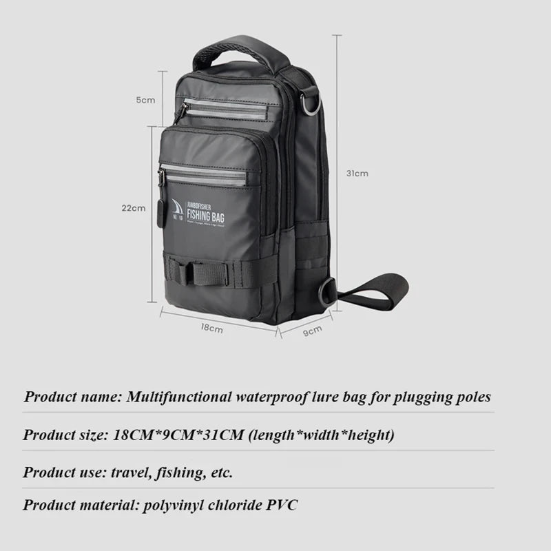 Bolsa de pesca, equipamento de pesca, mochila, caixa de equipamento de pesca tática leve, bolsa multifuncional, bolsa de pesca ao ar livre