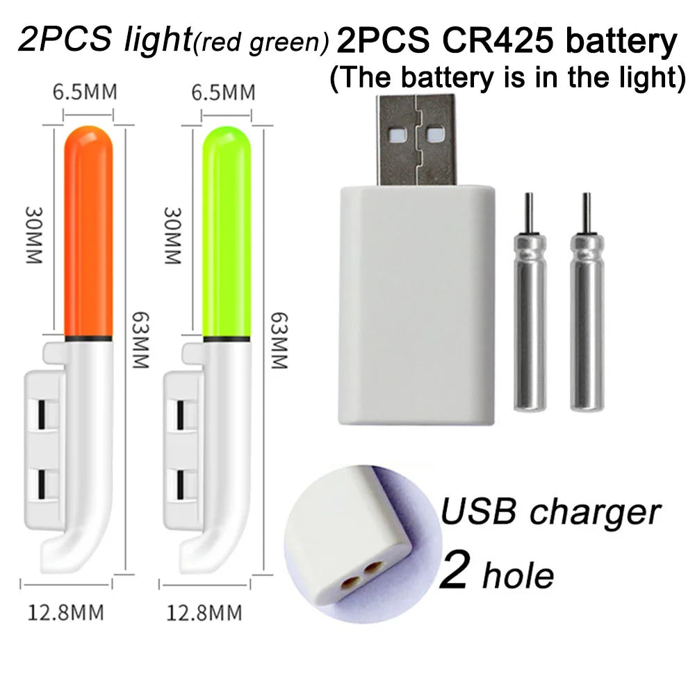 Atualizado noite pesca flutua luz luminosa cr425 3.6v carregador de bateria de lítio conjunto bóia ferramentas água doce pesca ao ar livre